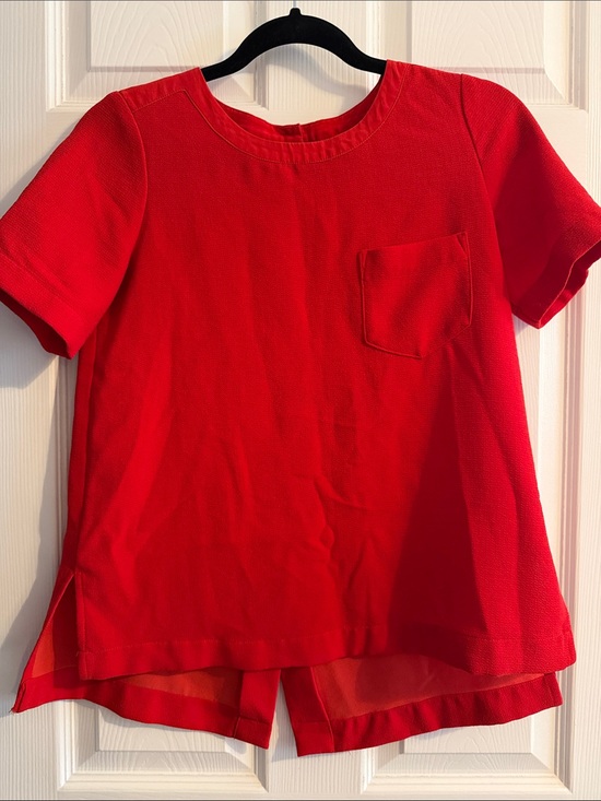 Madewell Tops - Madewell Red Short Sleeve Pocket Top